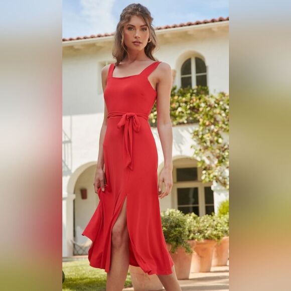 Sugarlips Dresses & Skirts - Sugarlips Mariana Midi Sleeveless Red Jersey Knit Dress Women's Medium NWT Chic